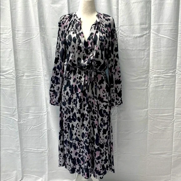 Anthropologie Animal Print Long Sleeve Midi Dress by Cloth and Stone - Picture 7 of 14